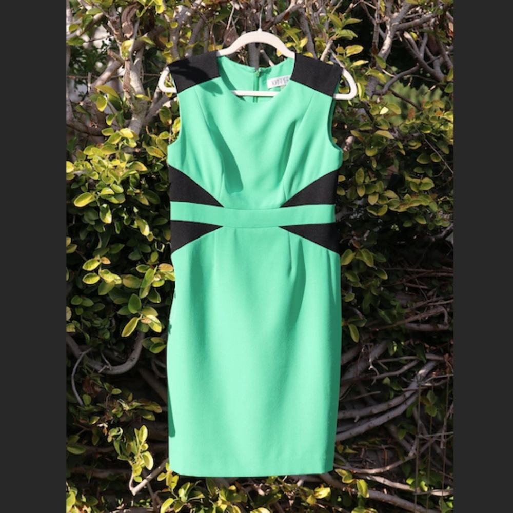 Kasper Dress 2P Sheath Kelly Green and Black